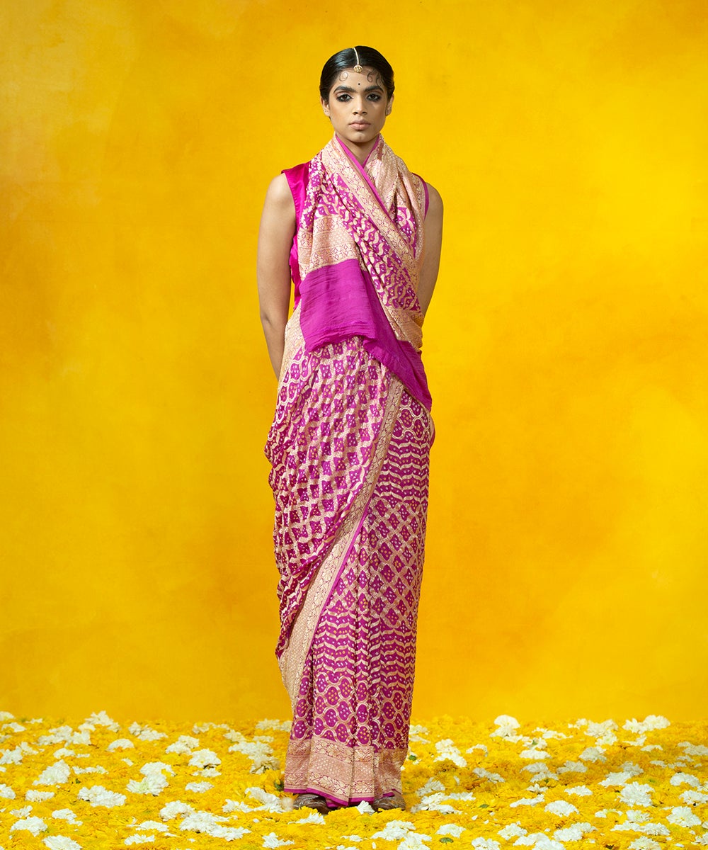 Handloom_Purple_Georgette_Banarasi_Bandhej_Saree_With_Cutwork_Weave_WeaverStory_02