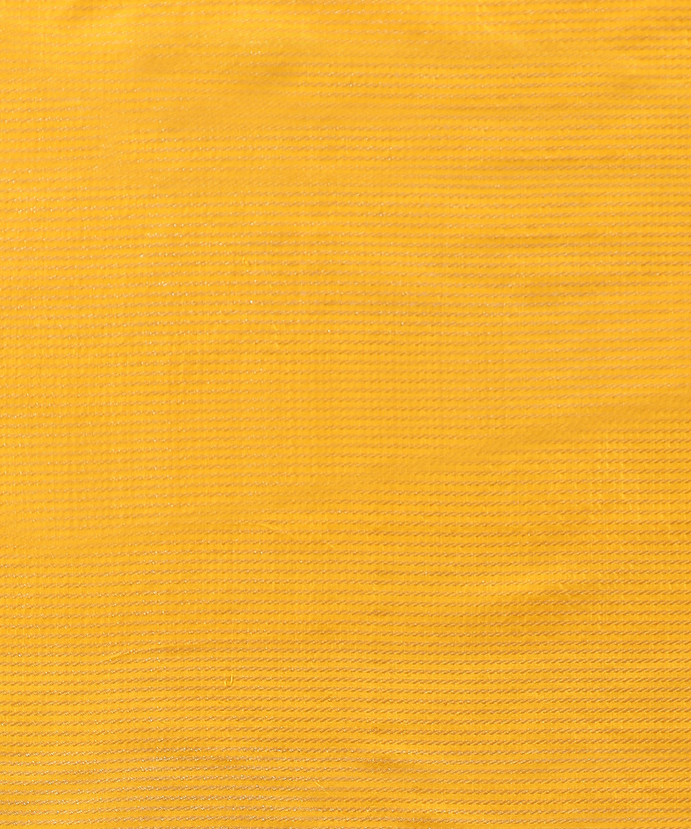 Yellow_Handloom_Striped_Pure_Katan_Silk_Banarasi_Saree_With_Broad_Shikargah_Border_WeaverStory_05