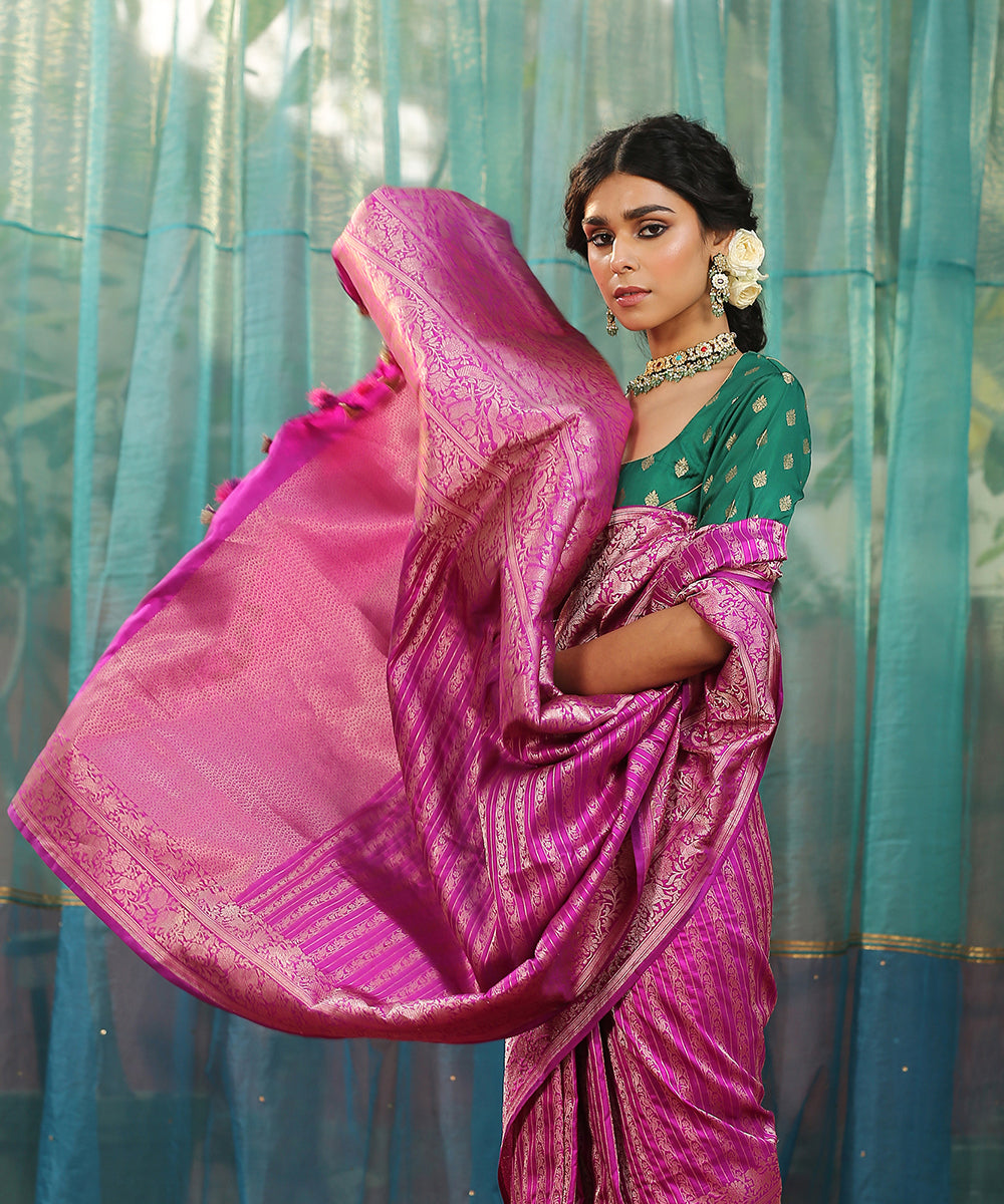 Plum_Handloom_Striped_Pure_Katan_Silk_Banarasi_Saree_With_Broad_Shikargah_Border_WeaverStory_01