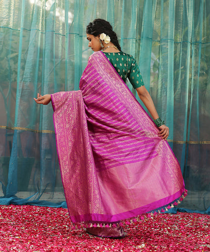 Plum_Handloom_Striped_Pure_Katan_Silk_Banarasi_Saree_With_Broad_Shikargah_Border_WeaverStory_03