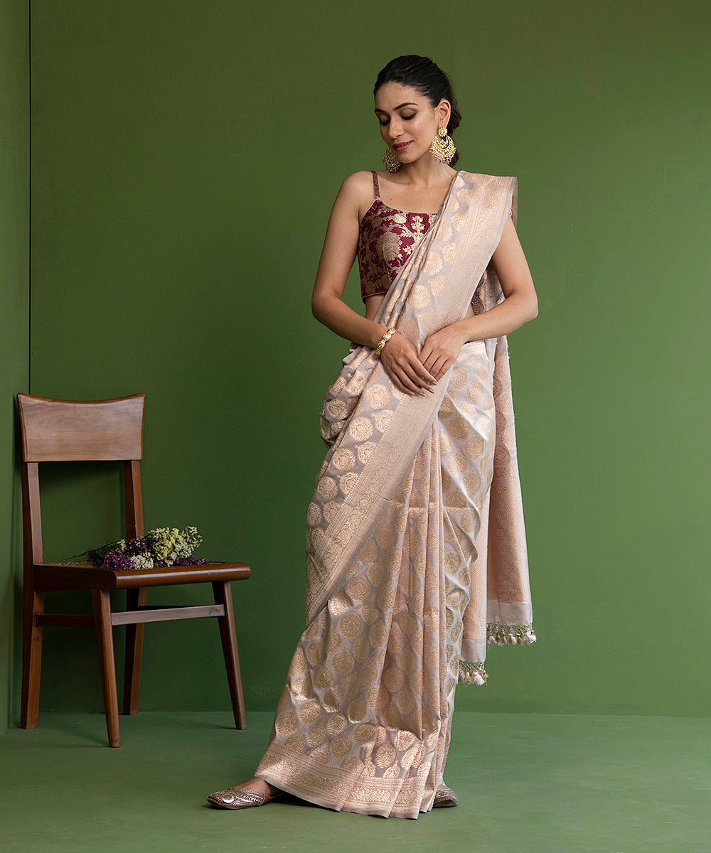 Handloom_Beige_and_Grey_Pure_Katan_Silk_Banarasi_Saree_With_Gold_Zari_Motifs_WeaverStory_02