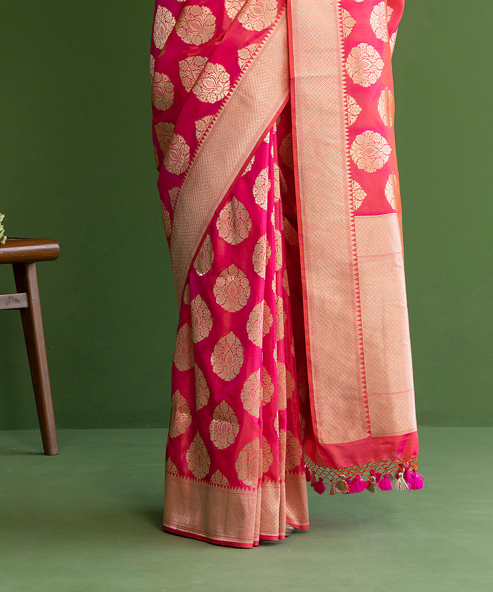 Handloom_Pink_Pure_Katan_Silk_Banarasi_Saree_With_Cutwork_Gold_Zari_Boota_WeaverStory_04