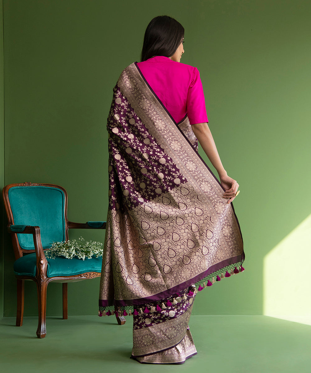 Handloom_Purple_Pure_Katan_Silk_Banarasi_Cutwork_Saree_With_Small_Floral_Jaal_WeaverStory_03