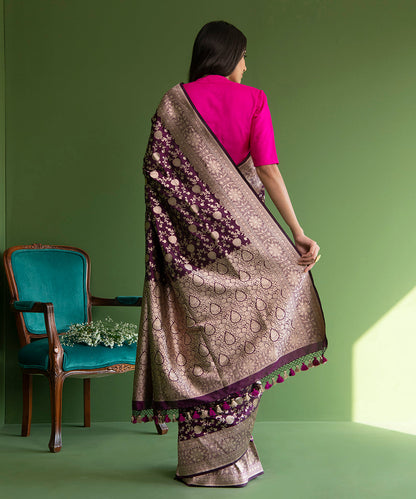 Handloom_Purple_Pure_Katan_Silk_Banarasi_Cutwork_Saree_With_Small_Floral_Jaal_WeaverStory_03