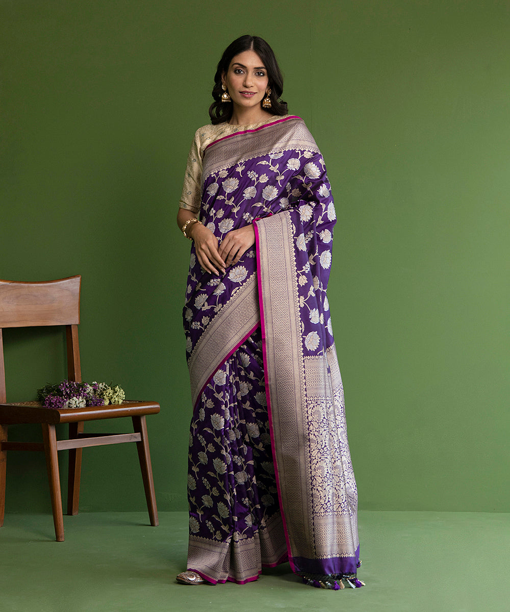 Purple_Handloom_Pure_Katan_Silk_Sona_Rupa_Banarasi_Saree_with_Cutwork_Jaal_WeaverStory_02