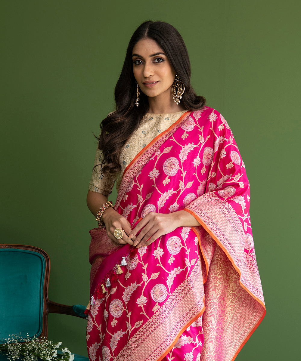 Handloom_Pink_Pure_Katan_Silk_Banarasi_Saree_with_Sona_Rupa_Cutwork_Jaal_WeaverStory_01