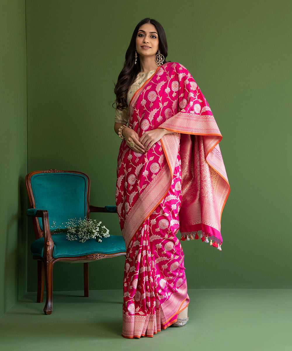 Handloom_Pink_Pure_Katan_Silk_Banarasi_Saree_with_Sona_Rupa_Cutwork_Jaal_WeaverStory_02