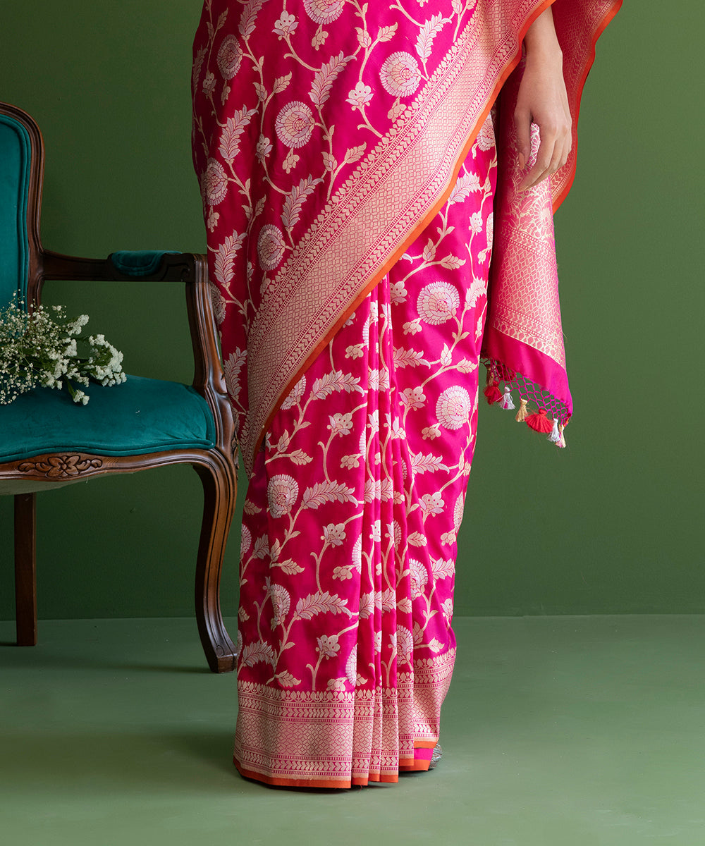 Handloom_Pink_Pure_Katan_Silk_Banarasi_Saree_with_Sona_Rupa_Cutwork_Jaal_WeaverStory_04