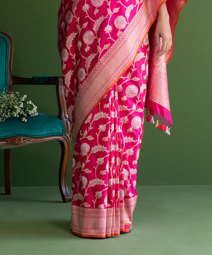 Handloom_Pink_Pure_Katan_Silk_Banarasi_Saree_with_Sona_Rupa_Cutwork_Jaal_WeaverStory_04