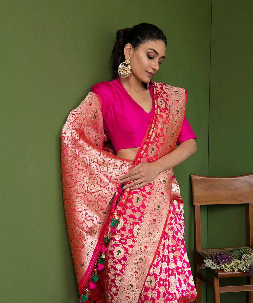 Handloom_Pink_Pure_Katan_Silk_Banarasi_Saree_with_Meenakari_Cutwork_Jaal_WeaverStory_01