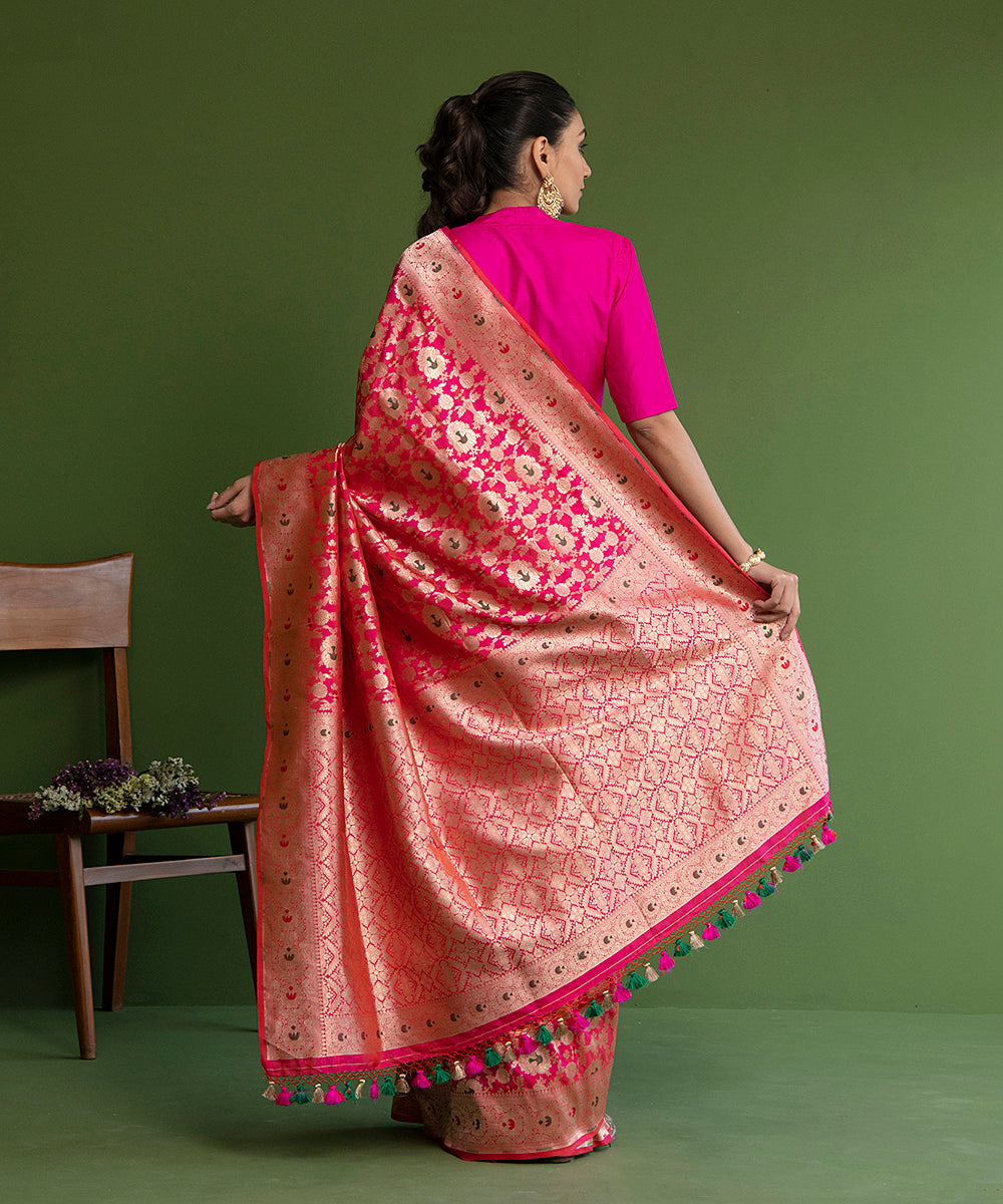 Handloom_Pink_Pure_Katan_Silk_Banarasi_Saree_with_Meenakari_Cutwork_Jaal_WeaverStory_03