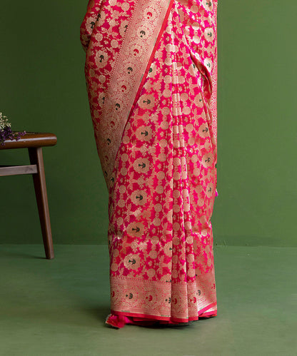 Handloom_Pink_Pure_Katan_Silk_Banarasi_Saree_with_Meenakari_Cutwork_Jaal_WeaverStory_04