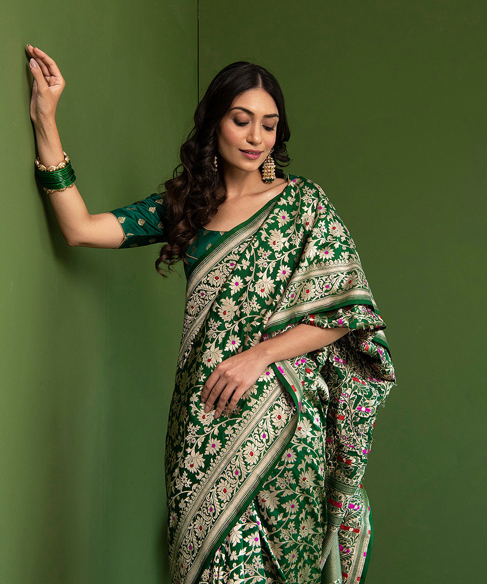 Green_Handloom_Meenakari_Banarasi_Jangla_Saree_In_Pure_Katan_Silk_WeaverStory_01