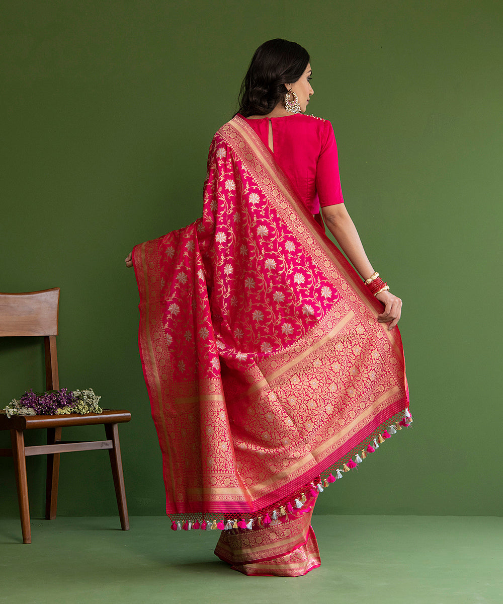 Handloom_Hot_Pink_Pure_Katan_Silk_Banarasi_Saree_with_Sona_Rupa_Cutwork_Jaal_WeaverStory_03