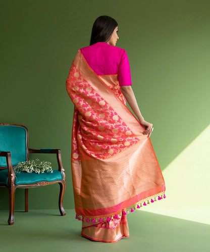 Pink_And_Orange_Handloom_Pure_Katan_Silk_Banarasi_Saree_with_Cutwork_Floral_Jaal_WeaverStory_03