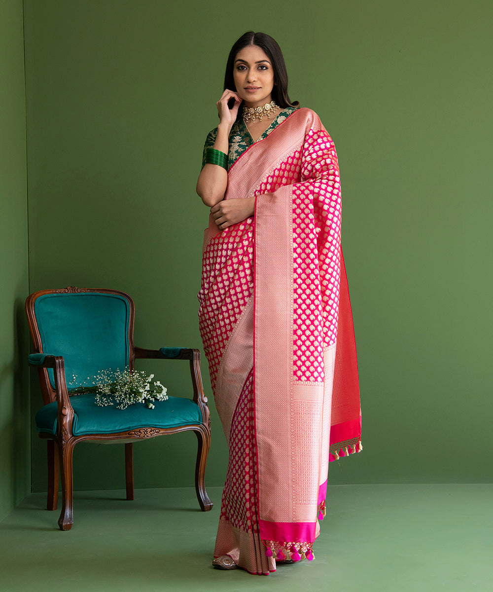 Handloom_Pink_Pure_Katan_Silk_Banarasi_Saree_with_Cutwork_Small_Paisley_Boota_WeaverStory_02