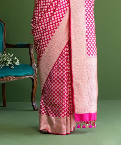 Handloom_Pink_Pure_Katan_Silk_Banarasi_Saree_with_Cutwork_Small_Paisley_Boota_WeaverStory_04