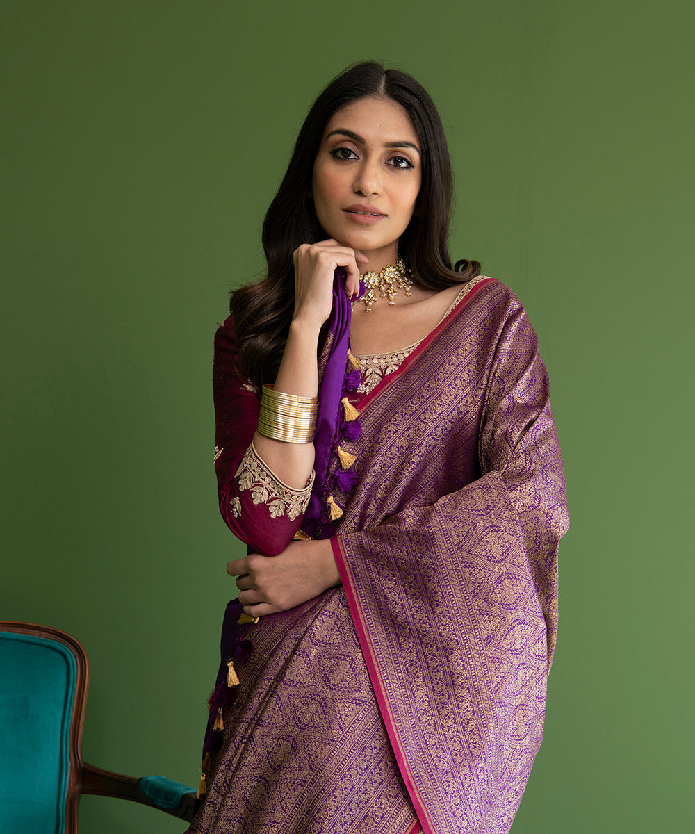 Handloom_Purple_Pure_Katan_Silk_Banarasi_Saree_with_Antique_Zari_Mehraab_Jaal_WeaverStory_01