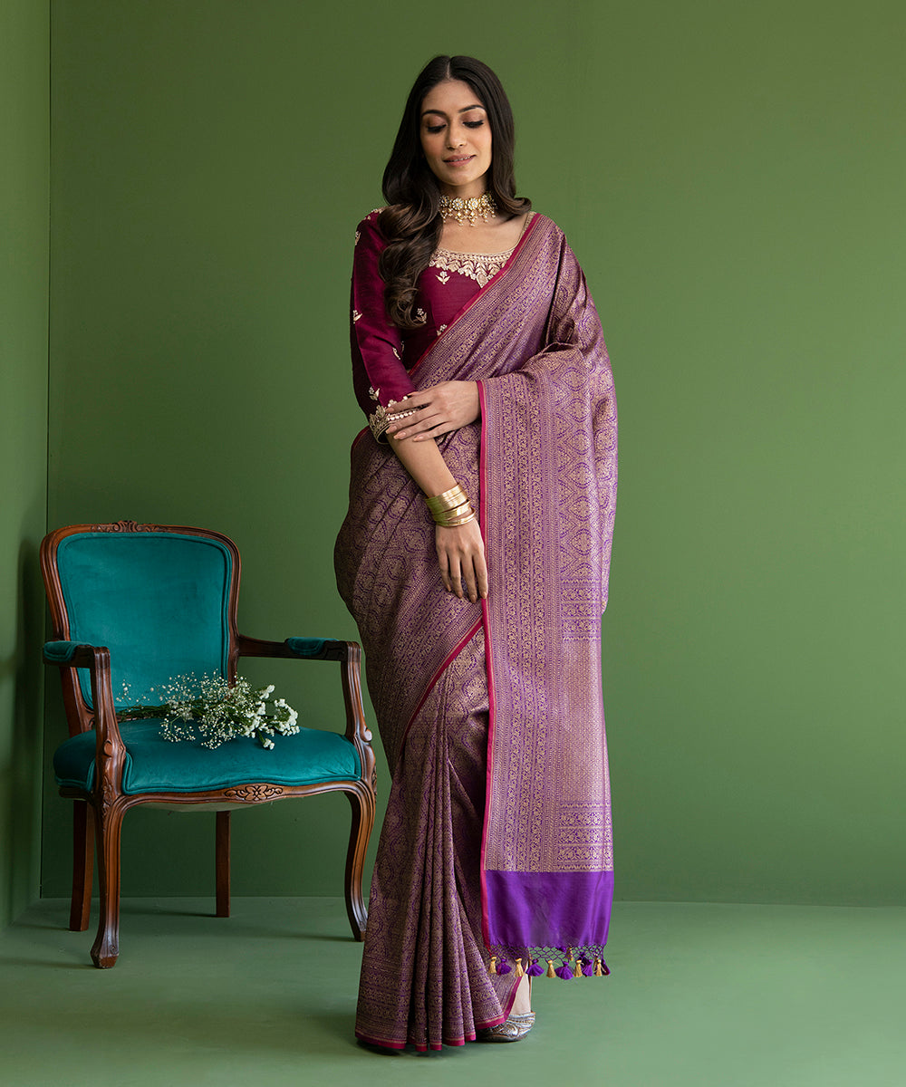 Handloom_Purple_Pure_Katan_Silk_Banarasi_Saree_with_Antique_Zari_Mehraab_Jaal_WeaverStory_02