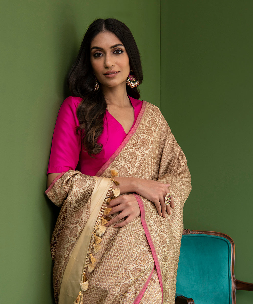 Handloom_Beige_Pure_Katan_Silk_Banarasi_Saree_with_Antique_Zari_WeaverStory_01