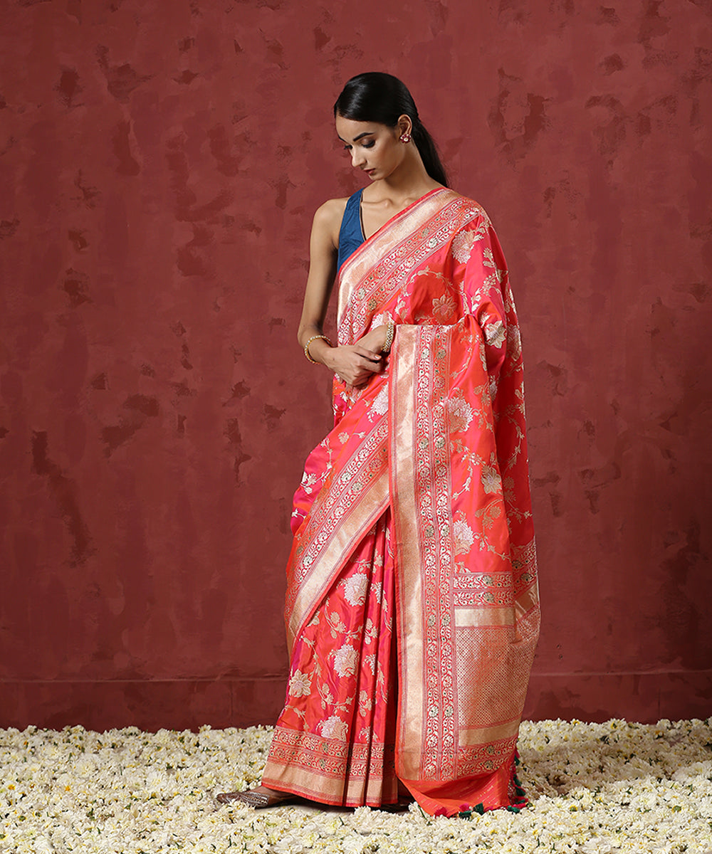 Handloom_Pink_And_Orange_Pure_Katan_Silk_Banarasi_Saree_with_Sona_Rupa_Jaal_WeaverStory_02