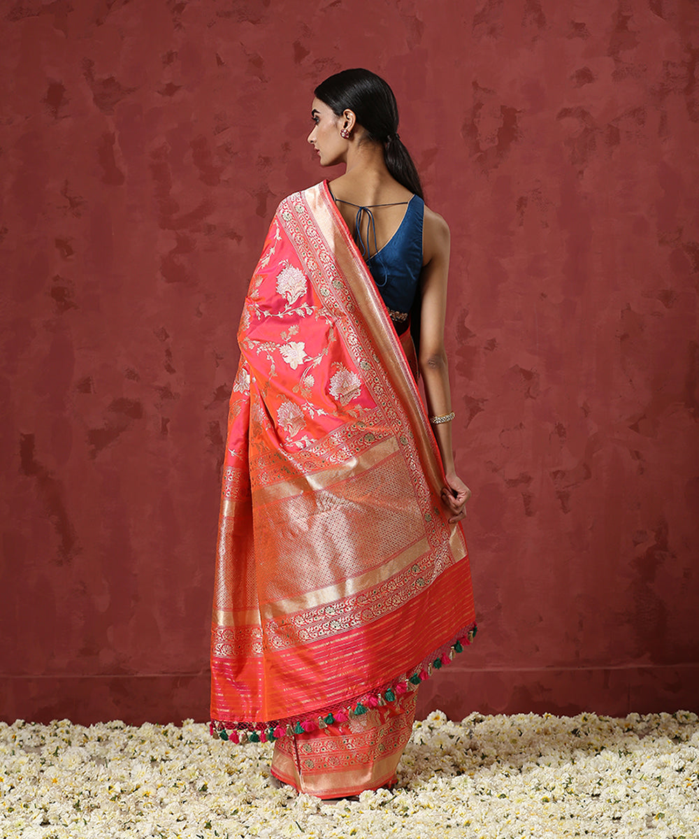 Handloom_Pink_And_Orange_Pure_Katan_Silk_Banarasi_Saree_with_Sona_Rupa_Jaal_WeaverStory_03