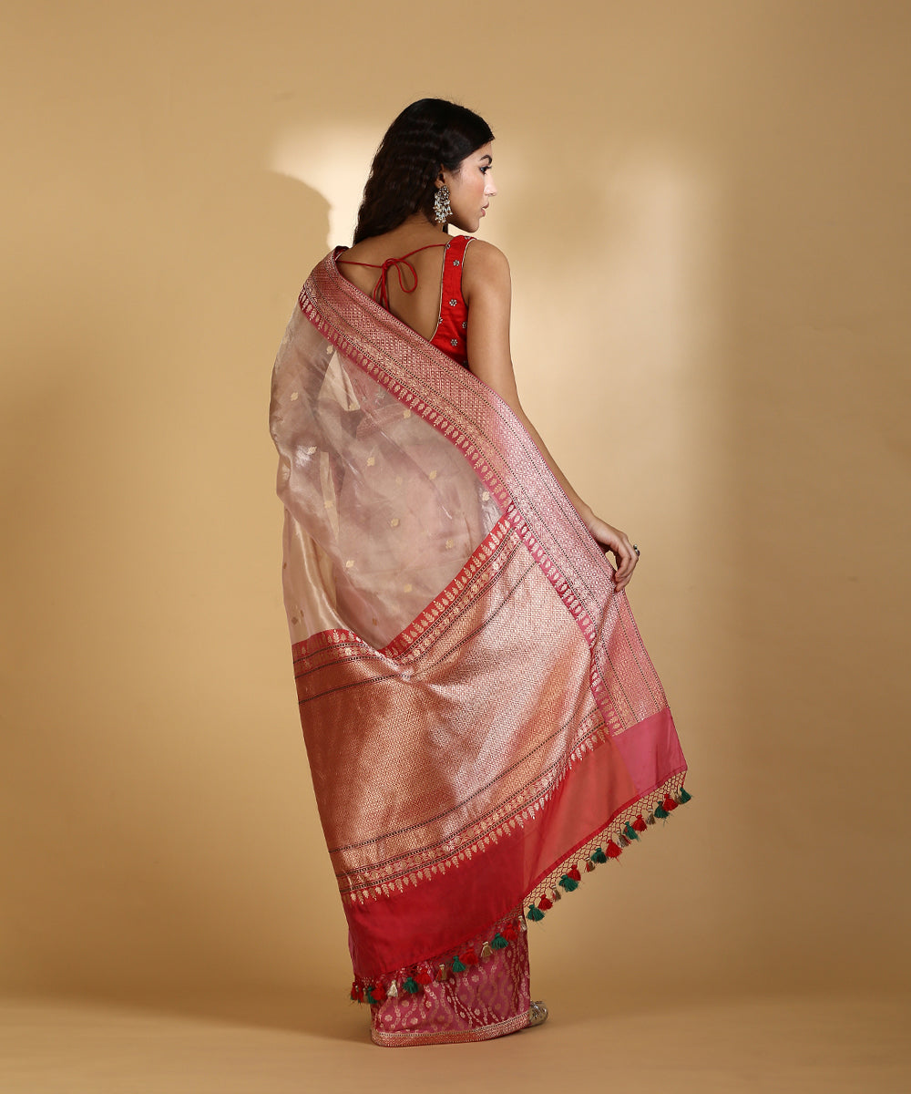 Pink_Handloom_Silk_Tissue_Banarasi_Saree_With_Dark_Pink_Border_And_Pallu_WeaverStory_03