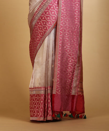 Pink_Handloom_Silk_Tissue_Banarasi_Saree_With_Dark_Pink_Border_And_Pallu_WeaverStory_04