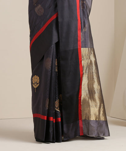 Charcoal_Handloom_Chanderi_Silk_Saree_With_Floral_Boota_And_Resham_Border_WeaverStory_04