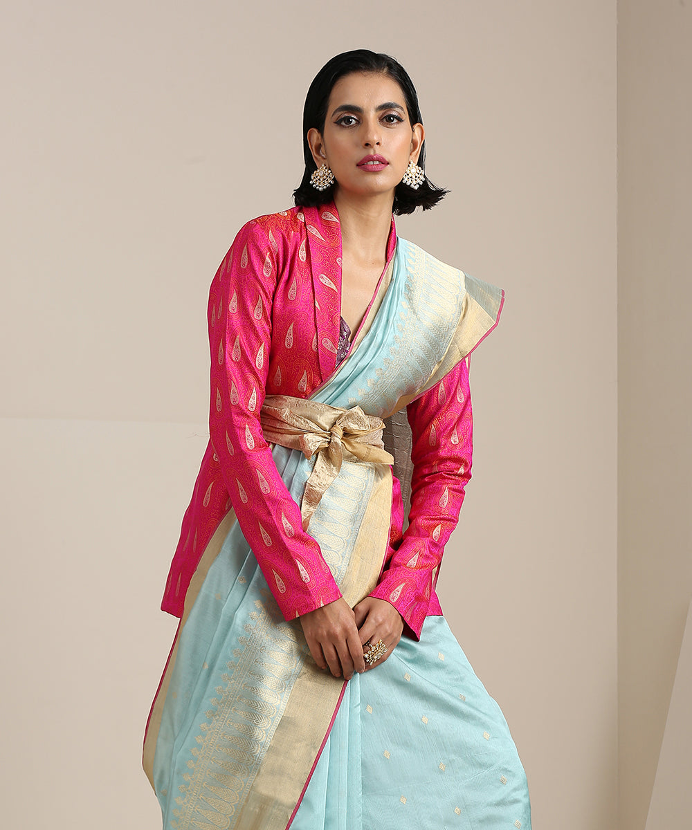 Powder_Blue_Handloom_Chanderi_Silk_Saree_With_Zari_Border_And_Zari_Booti_WeaverStory_01