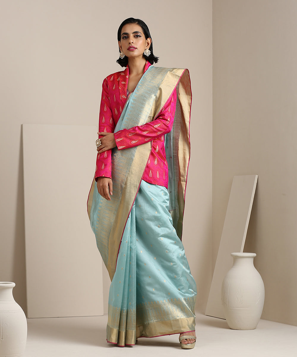 Powder_Blue_Handloom_Chanderi_Silk_Saree_With_Zari_Border_And_Zari_Booti_WeaverStory_02