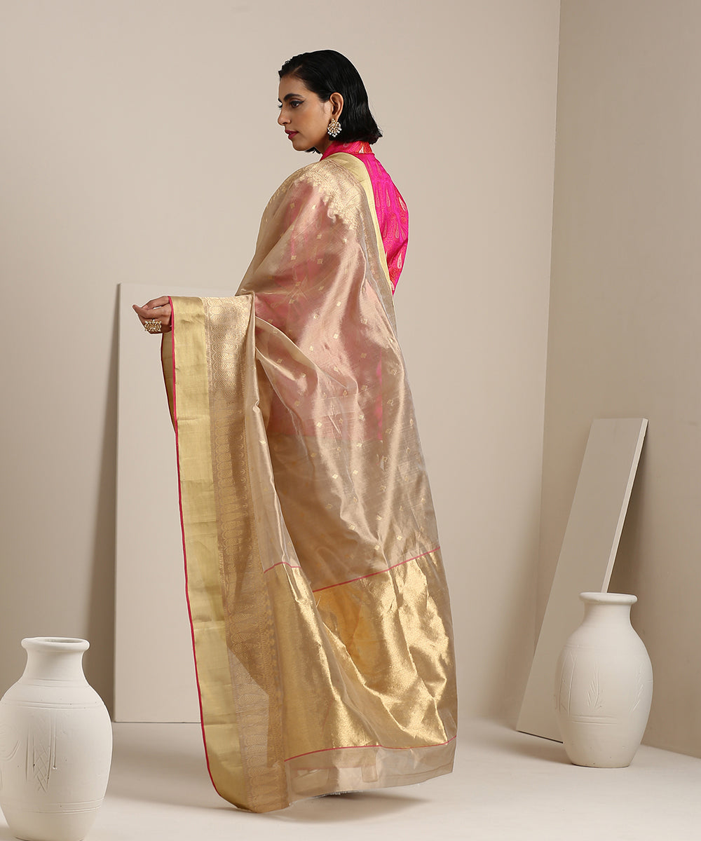 Handloom_Beige_And_Gold_Chanderi_Silk_Saree_with_Golden_Jangla_WeaverStory_03