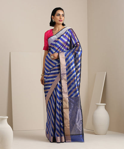 Handloom_Blue_Pure_Chanderi_Silk_Saree_with_Gold_And_Silver_Zari_Aada_Bel_WeaverStory_02