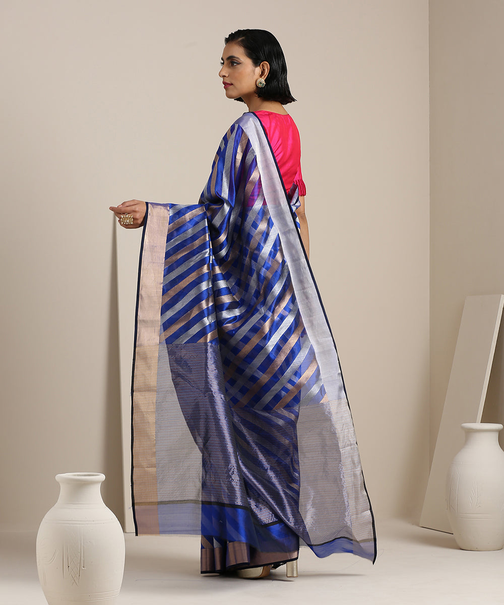 Handloom_Blue_Pure_Chanderi_Silk_Saree_with_Gold_And_Silver_Zari_Aada_Bel_WeaverStory_03