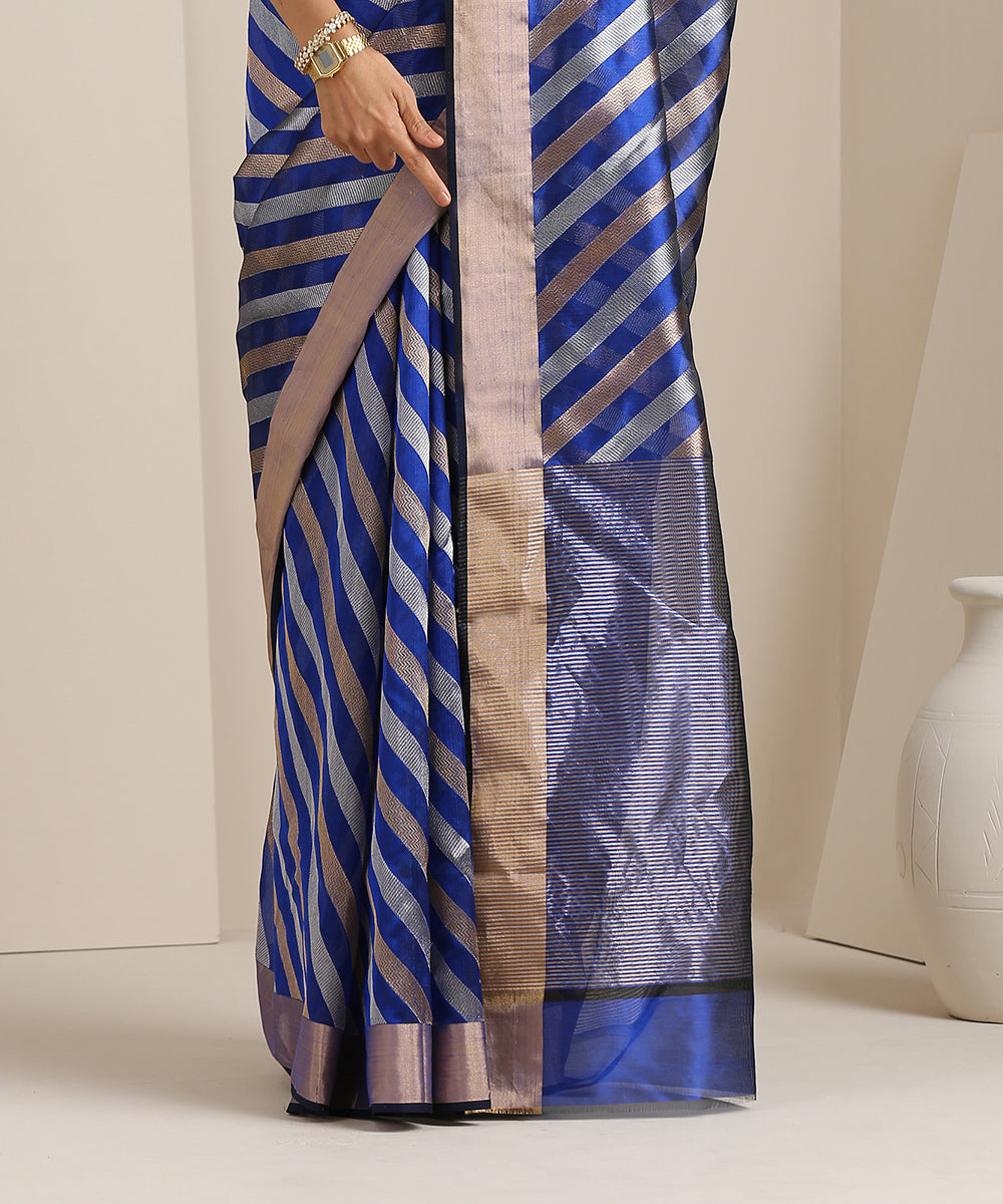 Handloom_Blue_Pure_Chanderi_Silk_Saree_with_Gold_And_Silver_Zari_Aada_Bel_WeaverStory_04