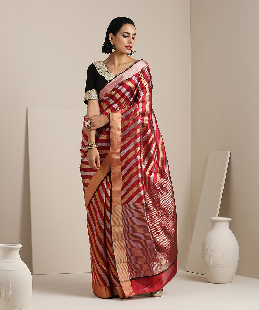 Maroon_Handloom_Pure_Chanderi_Silk_Saree_with_Gold_And_Silver_Zari_Aada_Bel_WeaverStory_02