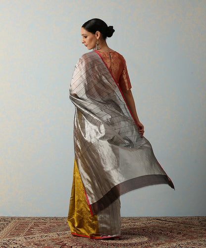 Handloom_Grey_Chanderi_Silk_Saree_With_Black_Stripes_WeaverStory_03