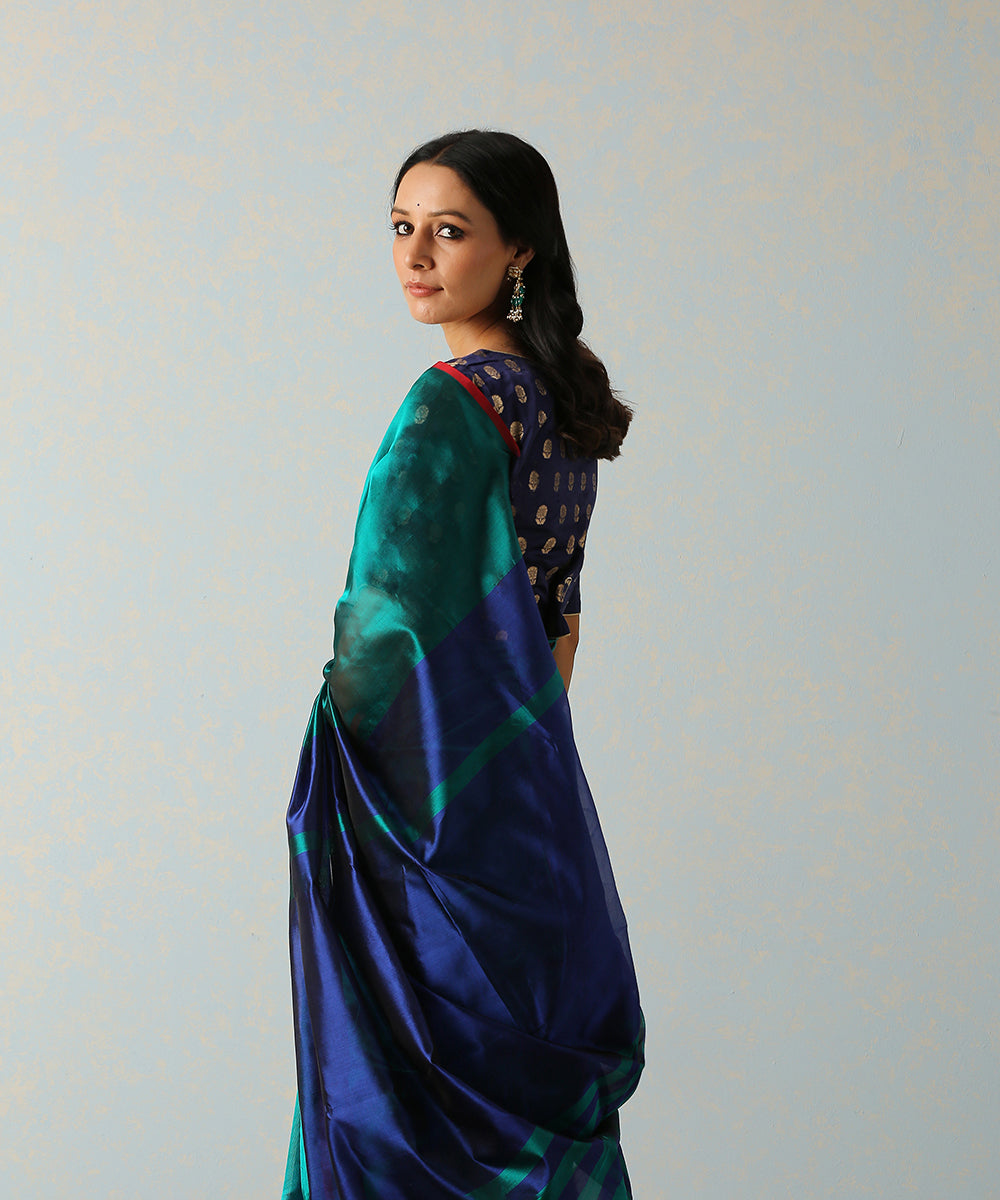 Handloom_Blue_And_Teal_Green_Striped_Chanderi_Silk_Saree_WeaverStory_01