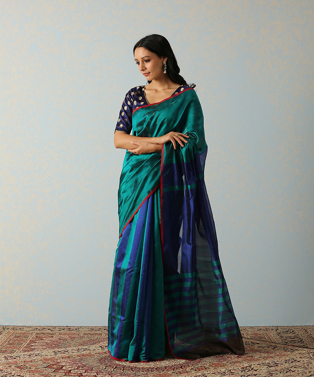 Handloom_Blue_And_Teal_Green_Striped_Chanderi_Silk_Saree_WeaverStory_02