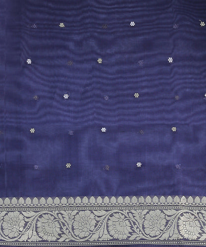 Navy_Blue_Handloom_Kora_Silk_Banarasi_Saree_With_Gold_And_Silver_Leaf_Booti_WeaverStory_05