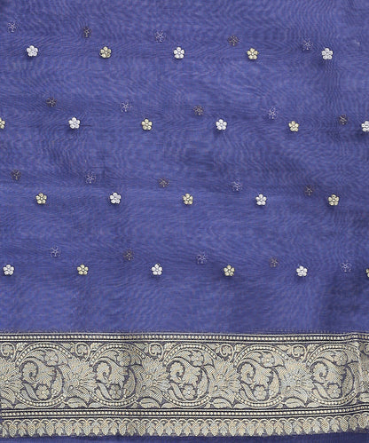 Handloom_Blue_Kora_Silk_Banarasi_Saree_With_Gold_And_Silver_Zari_Booti_WeaverStory_05