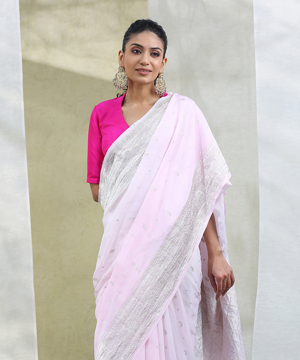 Handloom_Pink_Ombre_Dyed_Banarasi_Georgette_Saree_with_Cutwork_Weave_WeaverStory_01