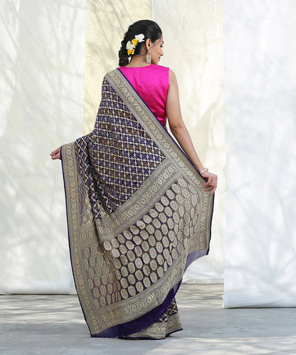 Purple_Handloom_Banarasi_Georgette_Bandhani_Saree_WeaverStory_03