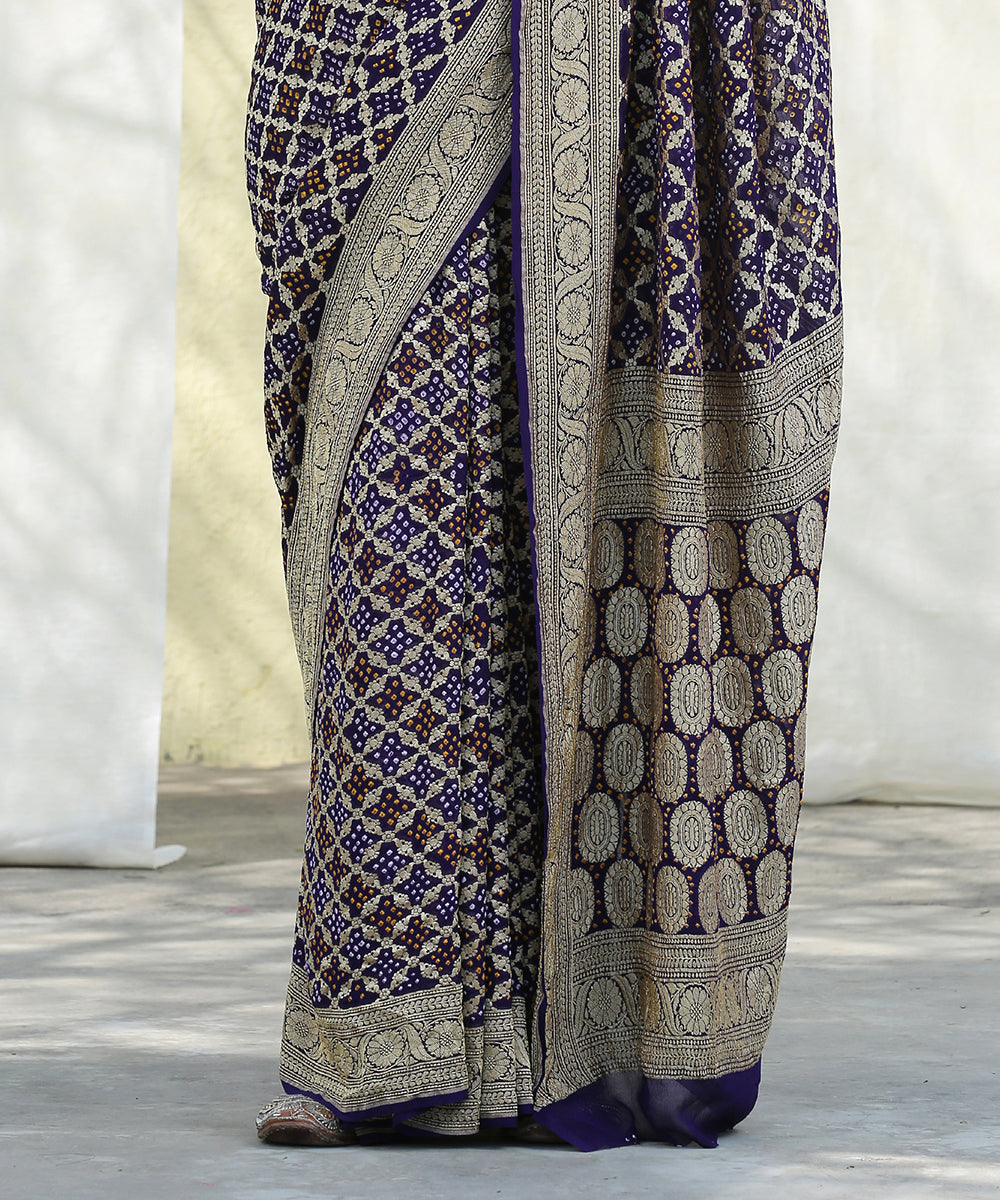 Purple_Handloom_Banarasi_Georgette_Bandhani_Saree_WeaverStory_04