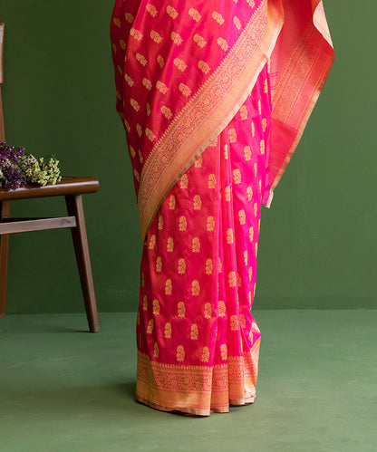 Hot_Pink_Handloom_Katan_Silk_Banarasi_Saree_With_Floral_Cutwork_Motif_WeaverStory_04