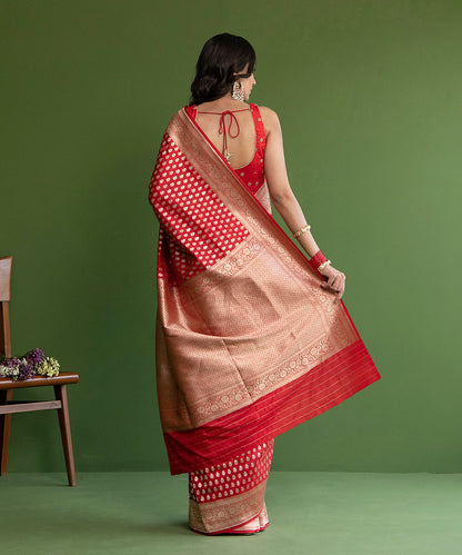 Handloom_Red_Pure_Katan_Silk_Banarasi_Saree_With_Sona_Rupa_Zari_in_Cutwork_Weave_WeaverStory_03