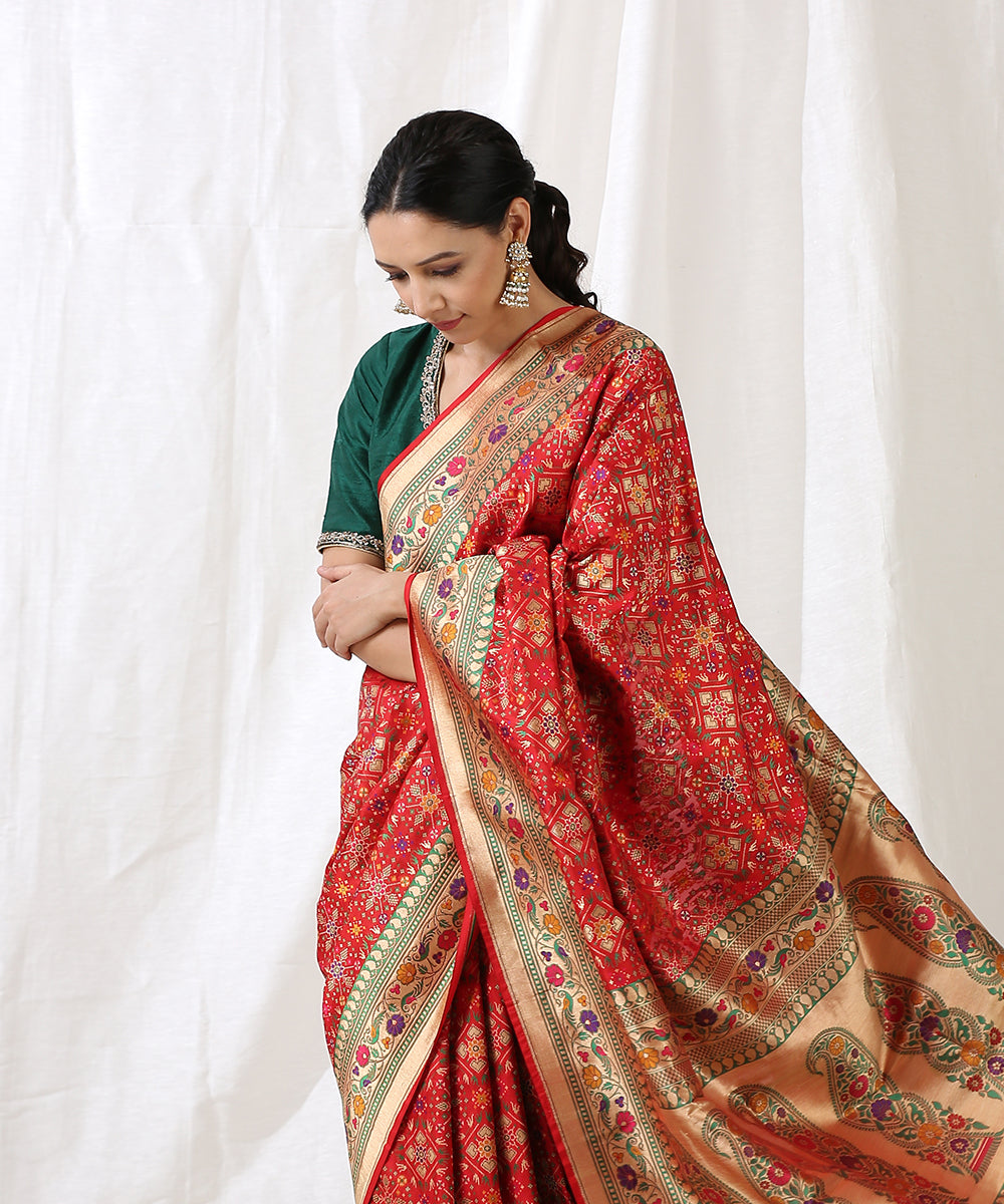 Handloom_Red_Pure_Katan_Silk_Double_Warp_Banarasi_Patola_Saree_WeaverStory_01