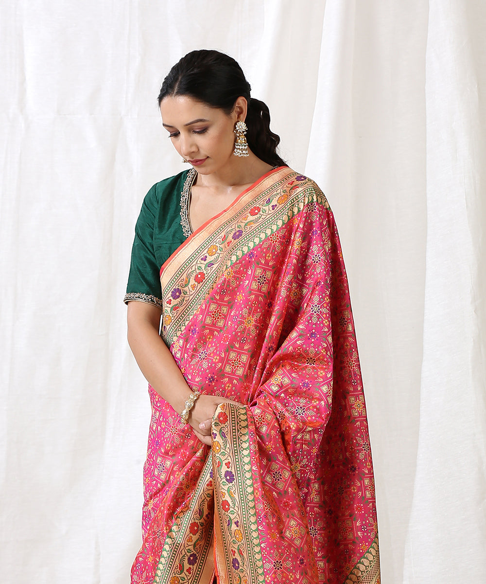 Rani_Pink_Handloom_Double_Warp_Pure_Katan_Silk_Banarasi_Patola_Saree_WeaverStory_01