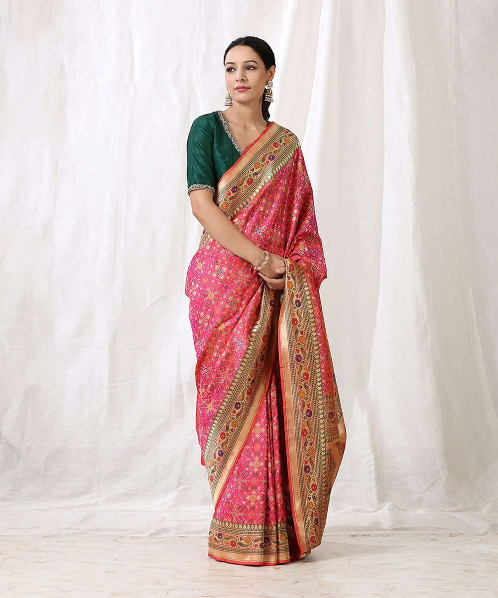 Rani_Pink_Handloom_Double_Warp_Pure_Katan_Silk_Banarasi_Patola_Saree_WeaverStory_02