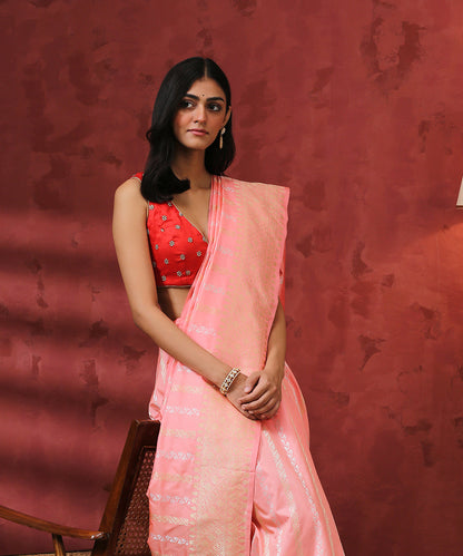 Peach_Handloom_Kadhwa_Pure_Katan_Silk_Banarasi_Saree_WeaverStory_01